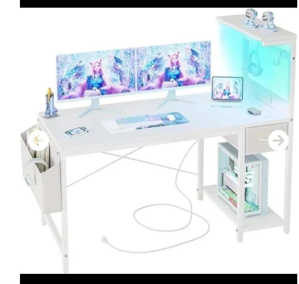New BEXEVUE Gaming Desk 47 inch - White thumbnail