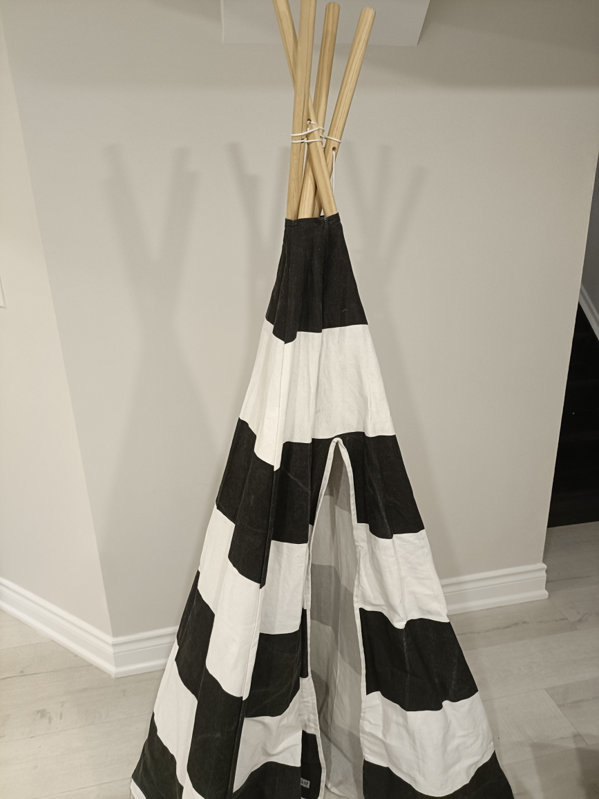 Kids Teepee Tent - Black & White Stripes