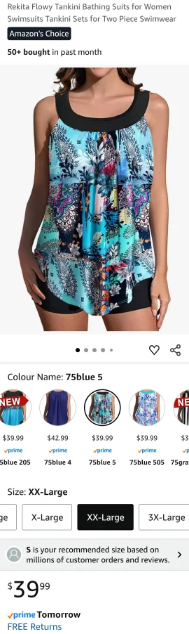 BNWT - Flowy Tankini Swimsuit Top - XX-Large image indicator(3)