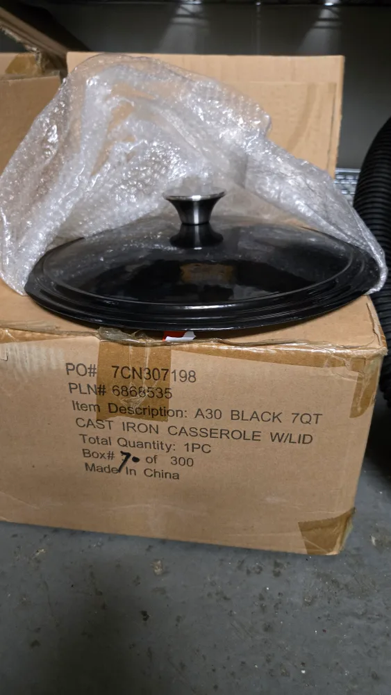 A30 Black 7QT Cast Iron Casserole w/ Lid thumbnail