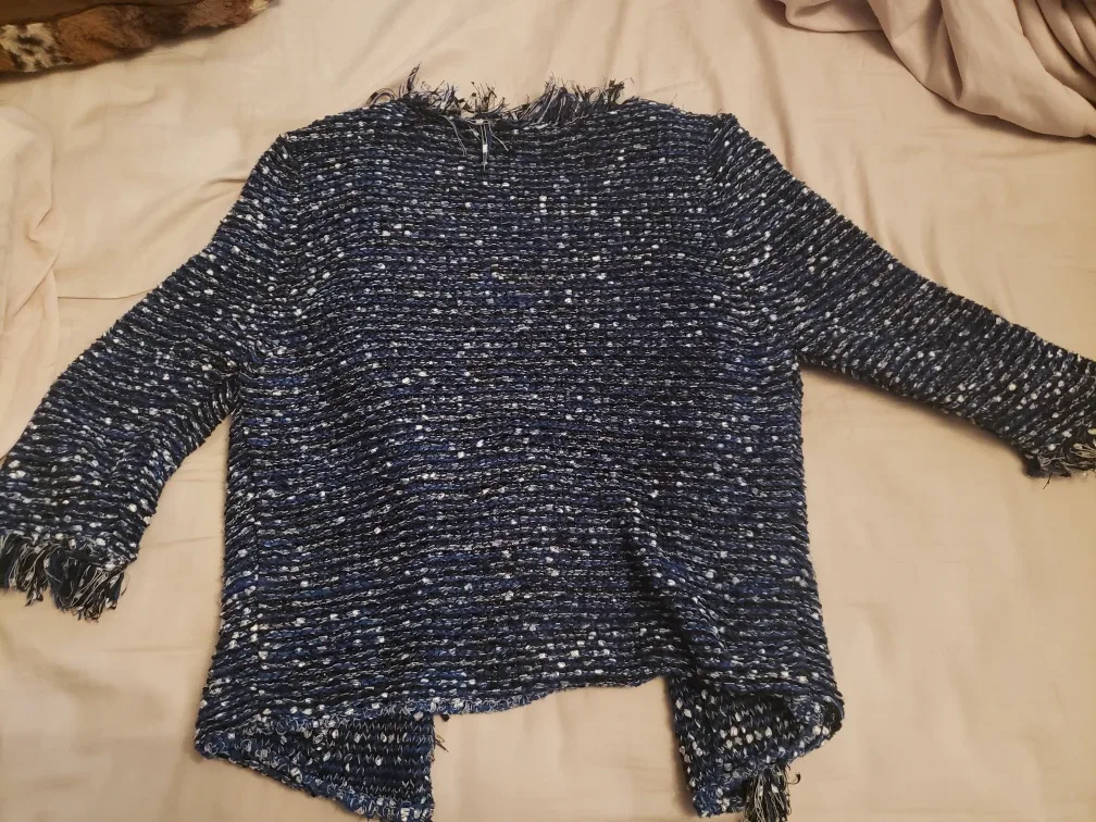 Olsen Europe Blue Textured Cardigan Size M/L image indicator(2)