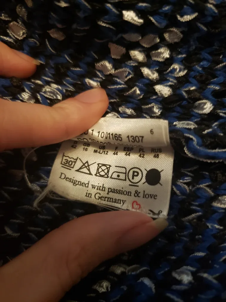 Olsen Europe Blue Textured Cardigan Size M/L image indicator(3)