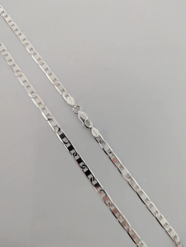 Solid 925 Sterling Silver Italian Flat Mariner Link Chain thumbnail