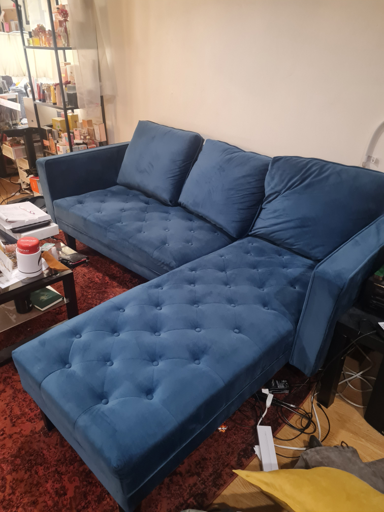structube Velvet Sectional Sofa with Chaise
