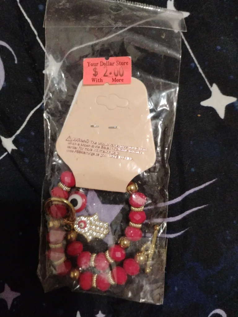Red Beaded Bracelet with Charms thumbnail