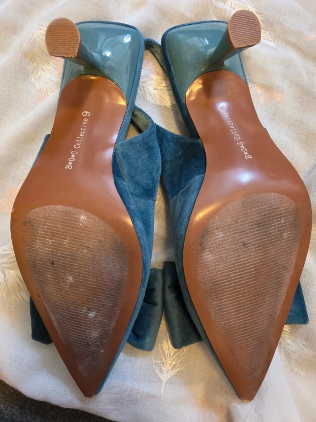 🎀🩷 Size 9 Teal Velvet Faux Suede Slingback Shoes image indicator(6)
