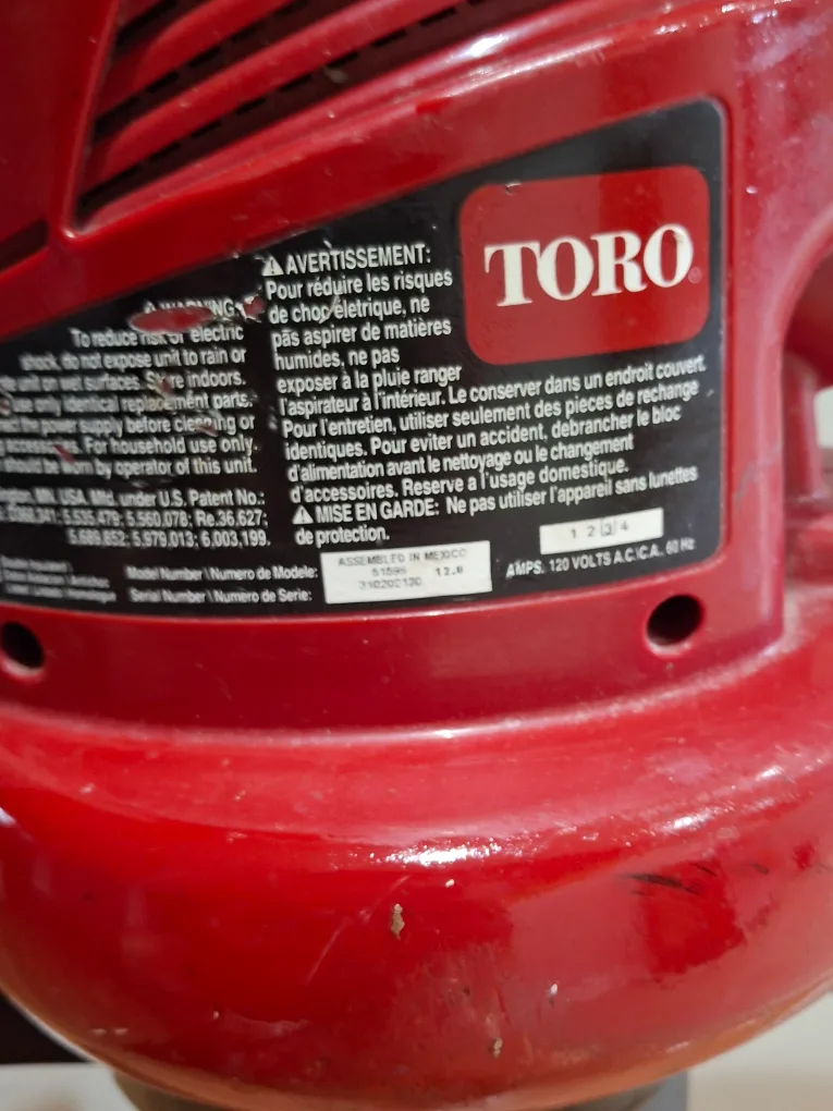 Toro Ultra Blower Vac 12 Amp electric blower/vacuum image indicator(4)