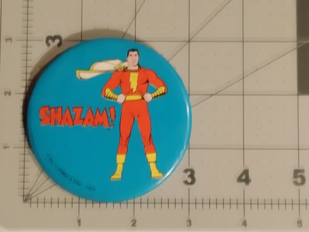 DC Comics 1973 Shazam Pin Button 3” thumbnail