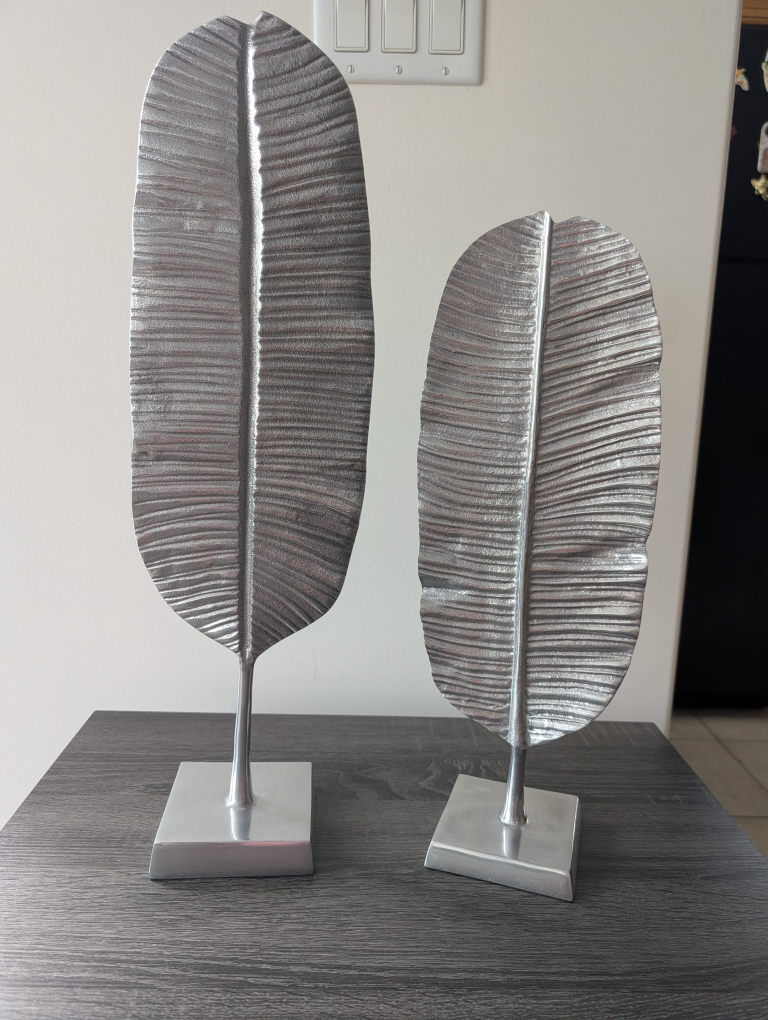 Silver Metal Leaf Decor - Set of 2