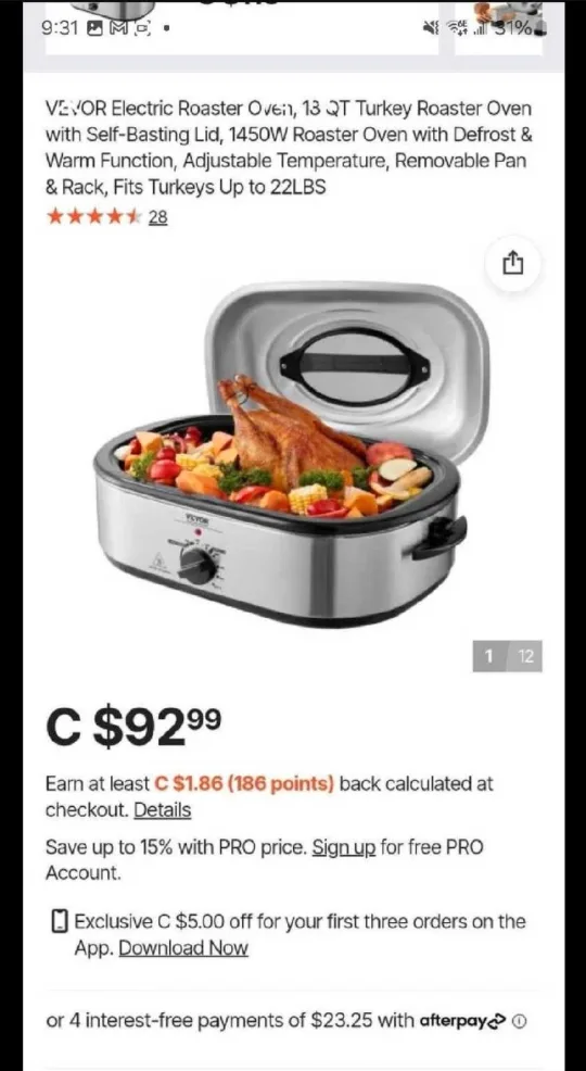 VEVOR Electric Roaster Oven thumbnail