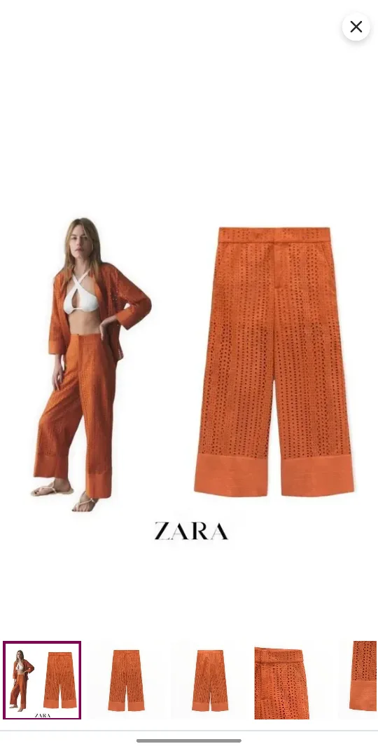 (NEW) Zara Orange Eyelet Pants thumbnail