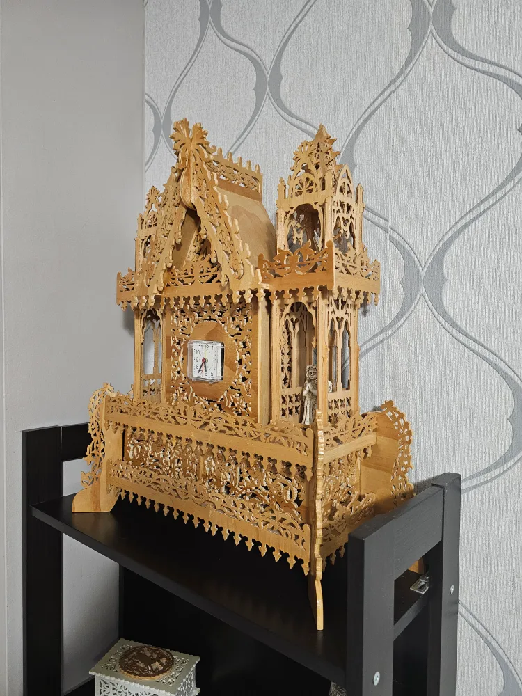 Wooden Fret Work Clock image indicator(2)