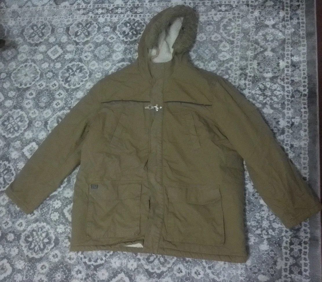 Men's Olive Green Winter Hooded Parka 🧡 thumbnail