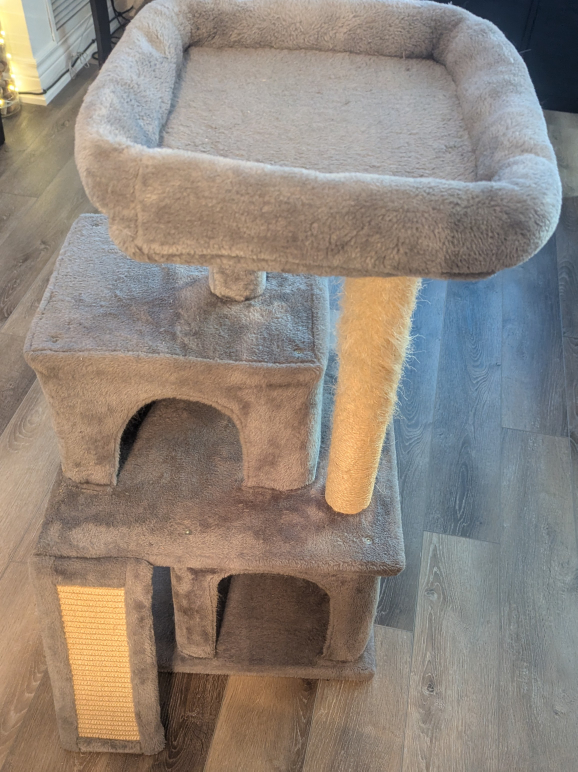 Grey Cat Tree with Scratching Post