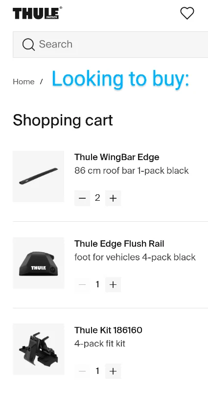 ISO: Thule Wingbar Edge with flush rail components thumbnail