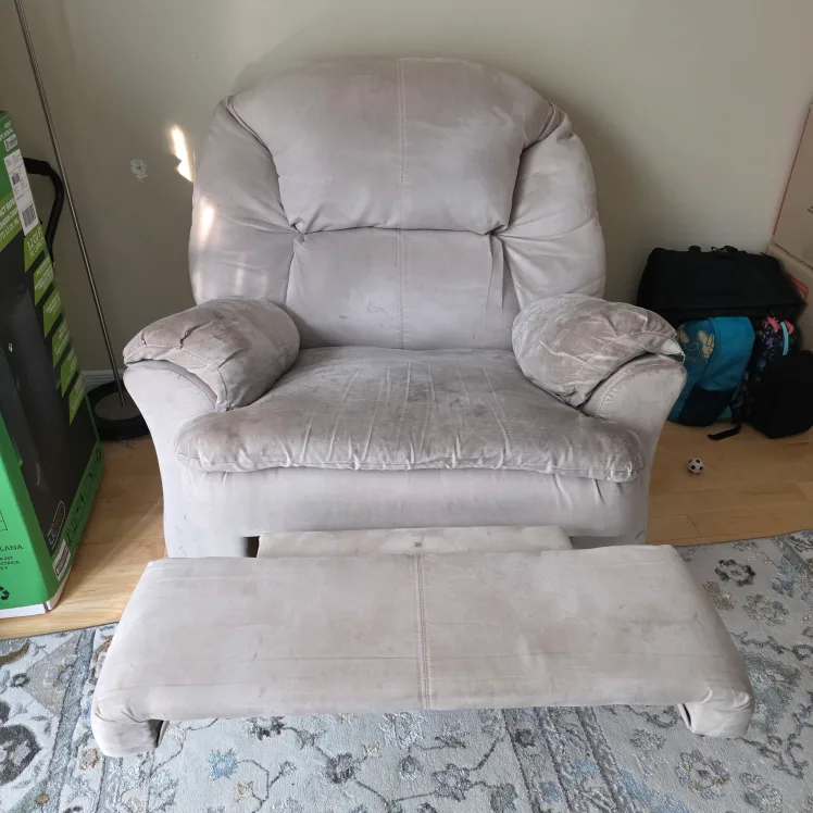 Beige Recliner Armchair with Footrest thumbnail