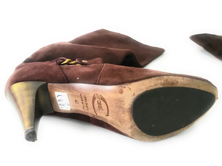 just cavalli Couture Brown Suede Knee High Boots size 41 image indicator(6)