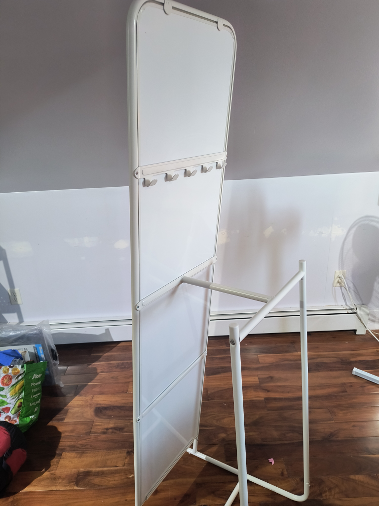 White Standing Mirror with Rack - photo 3
