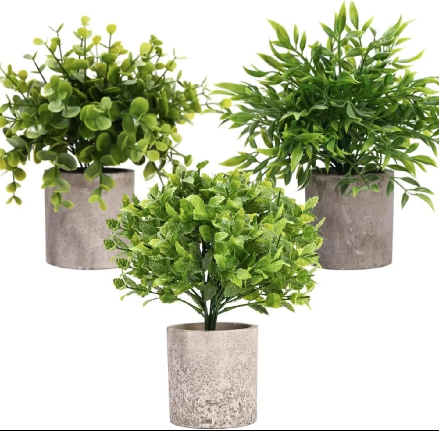Mini Faux Plant Set – 3 Potted Greens Decor thumbnail