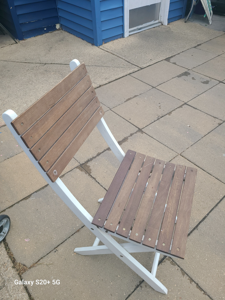 Folding Wooden Chair - Brown & White