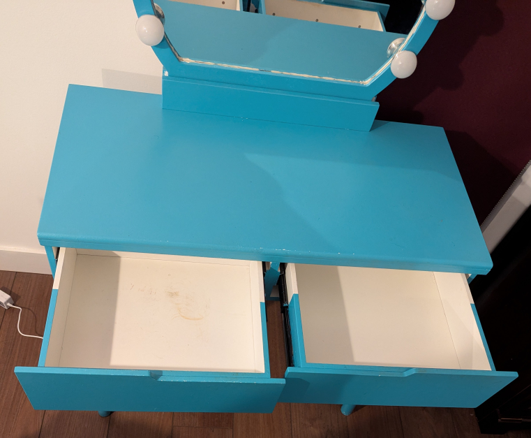 Blue Vanity Desk with Lighted Mirror - photo 3