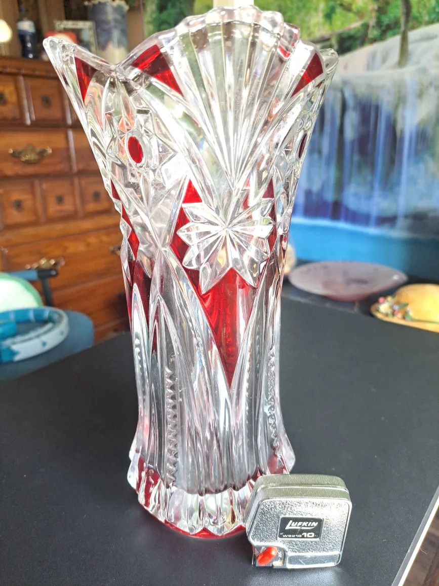 Crystal Vase with Red Accents thumbnail