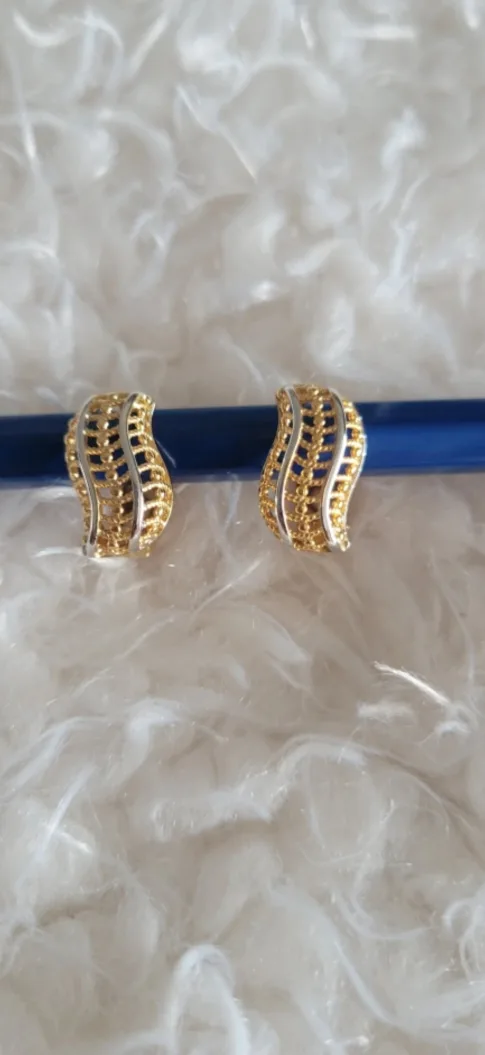 18k Gold-Filled Non-tarnishing 2-Tone Hoop Earrings 🇨🇦 thumbnail
