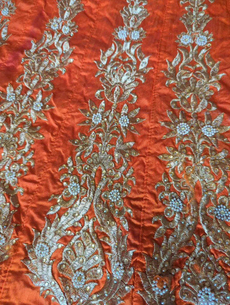 Orange Embroidered Indian Lengha image indicator(3)