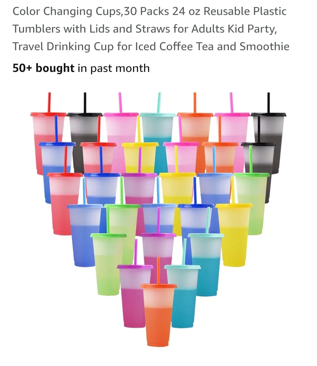 30-pack color changing party cups with straws *new* thumbnail