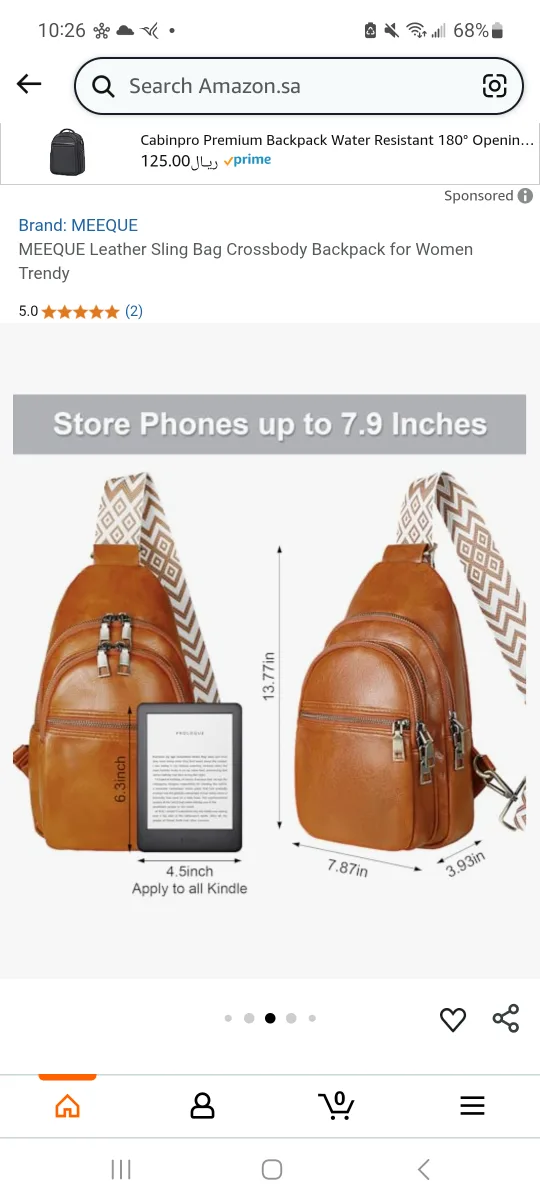 MEEQUE Leather Sling Bag Crossbody Backpack - Brown 🇨🇦 image indicator(2)