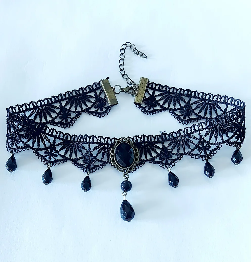 Black Lace Gothic Choker Necklace thumbnail
