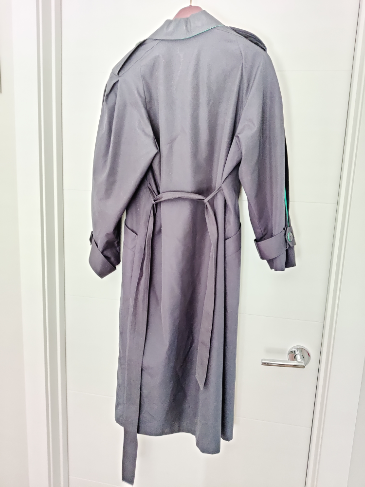 Women Navy Blue Long Coat Summer / Trench Jacket - Size 7 / 8 P - photo 2