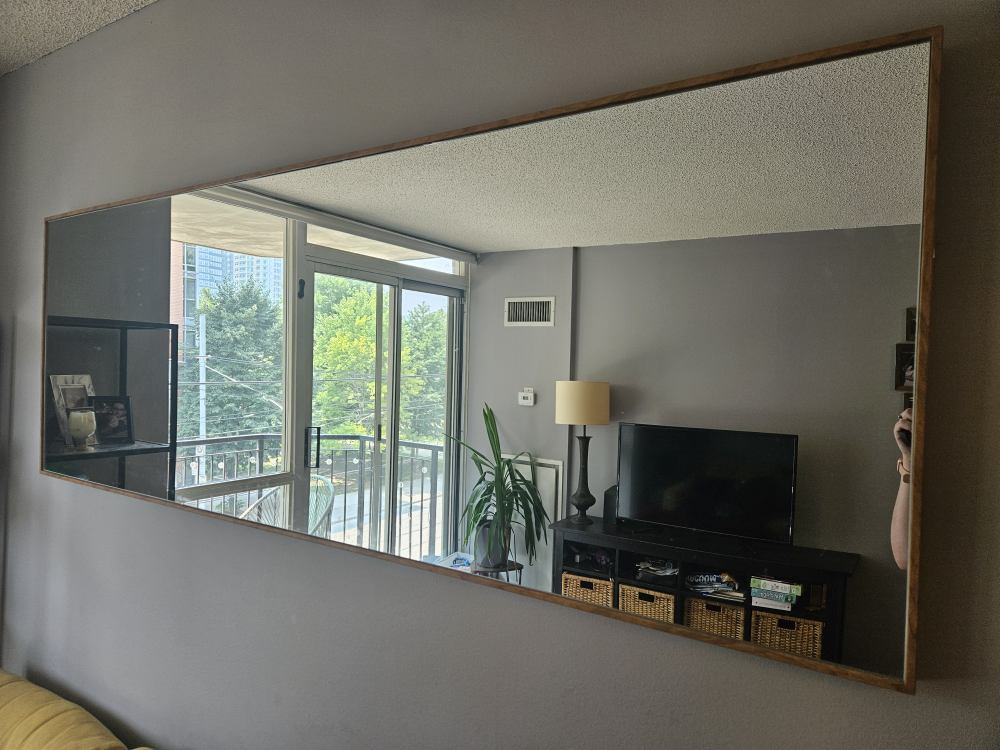 Large Wall Mirror with Wooden Frame