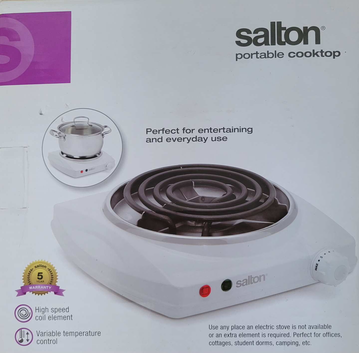 Salton Portable Cooktop - Like New!