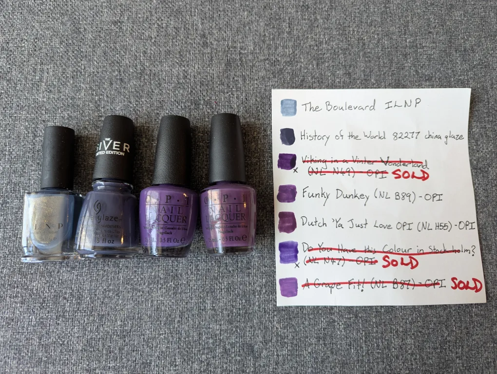 Nail Polish $5 each or $20 for 5 (Purples, Dark Silvers) thumbnail