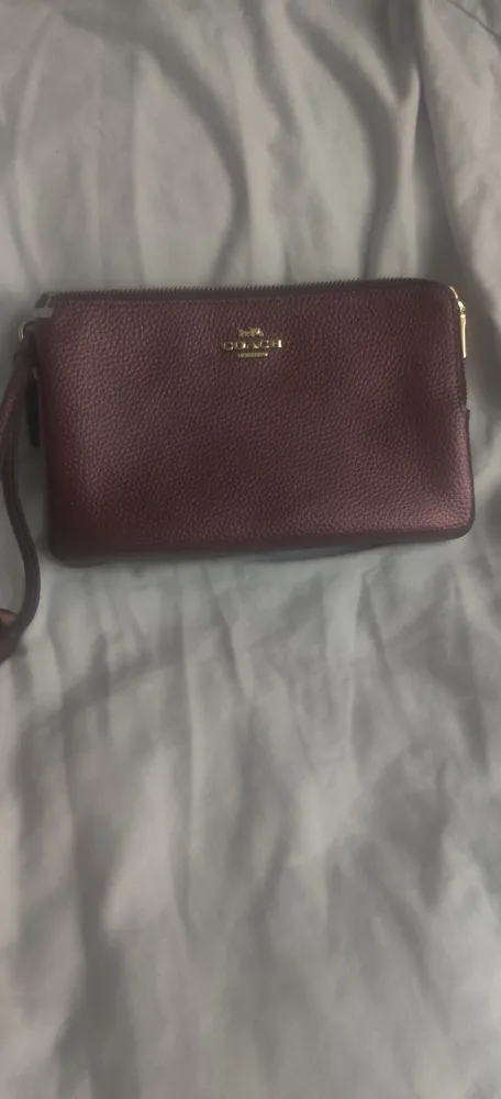 Coach Double Zip Wallet Wristlet Plum thumbnail