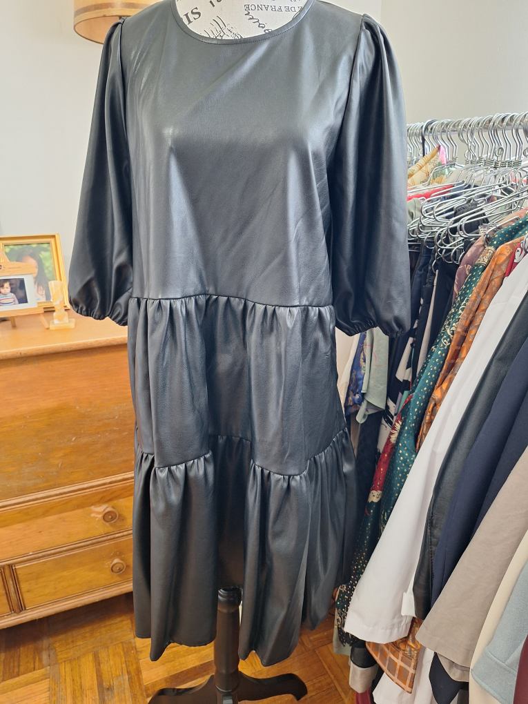 Black Faux Leather Mini Dress