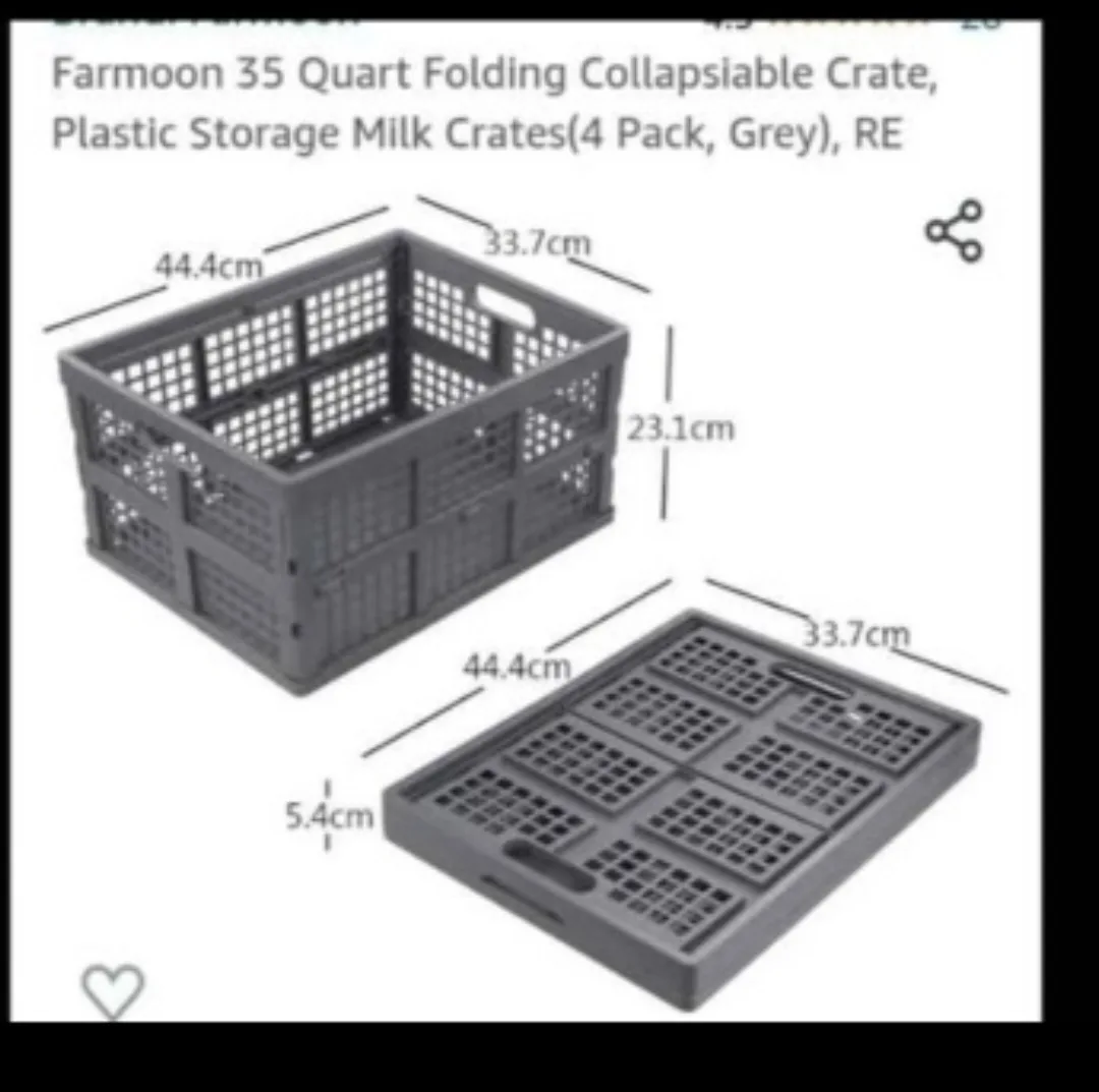 Farmon 35 Quart Folding Collapsible Crate - Grey image indicator(5)