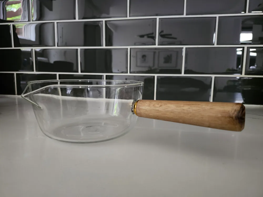 Glass Saucepan with Wooden Handle thumbnail