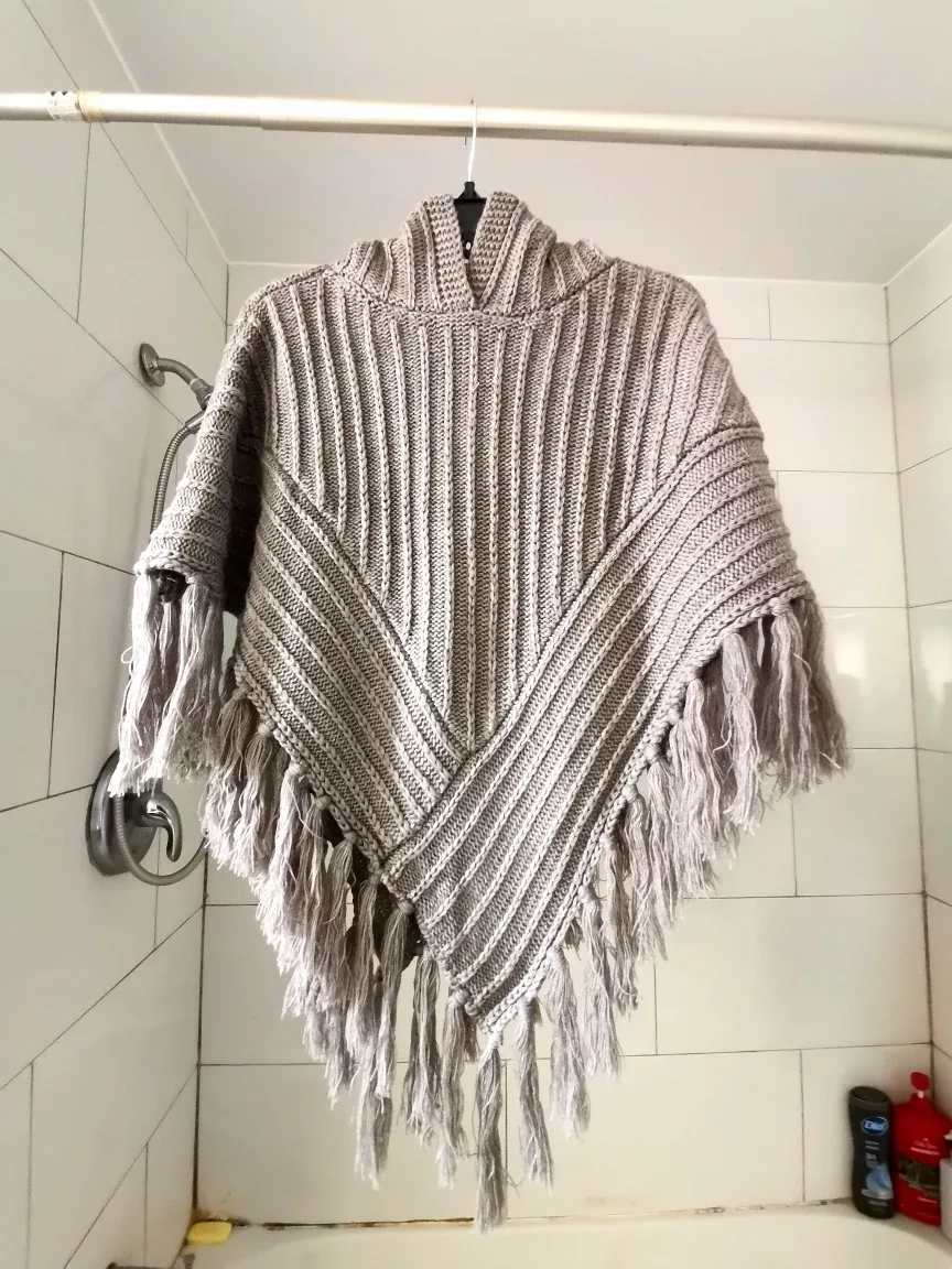 Moving Sale: Acrylic Knit Poncho thumbnail