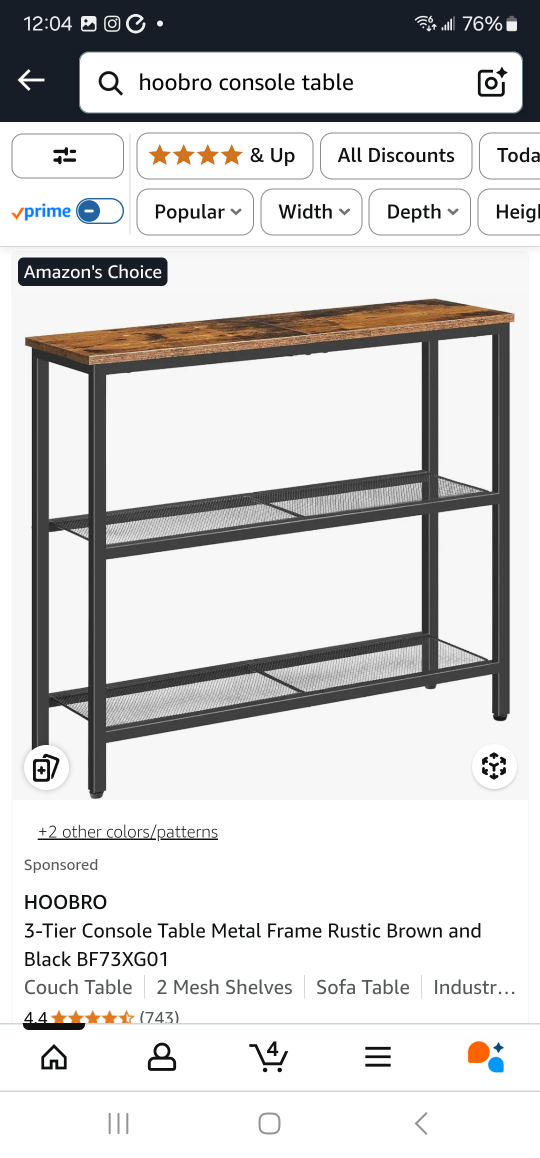 HOOBRO 3-Tier Console Table BF73XG01 - Rustic Brown - photo 5
