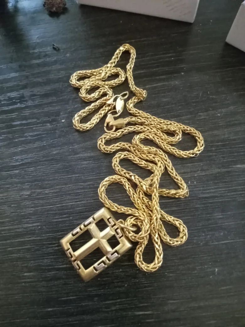Gold-tone Cross Pendant3.49grams Necklace10.75grams image indicator(3)