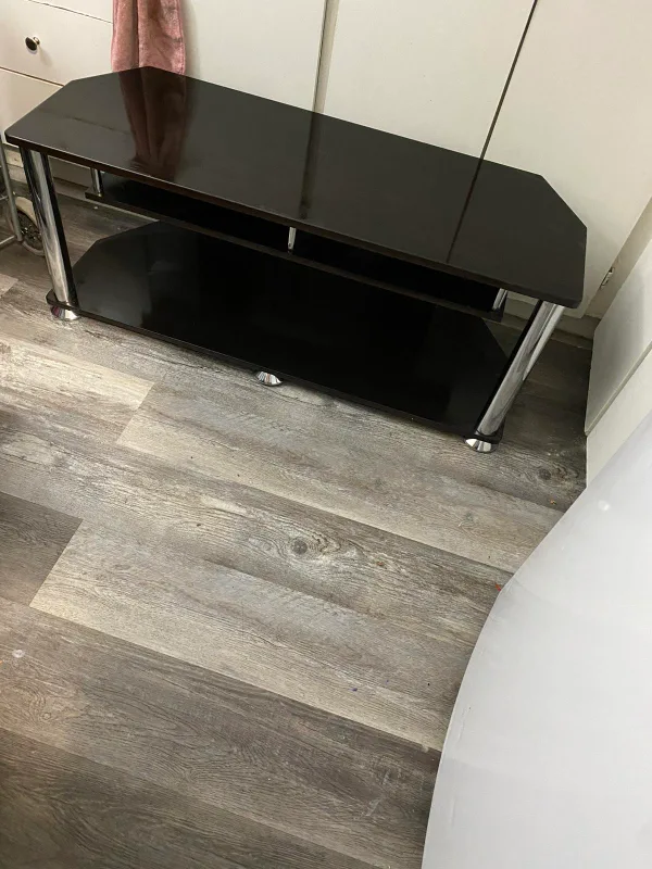 Black TV Stand with Chrome Legs thumbnail