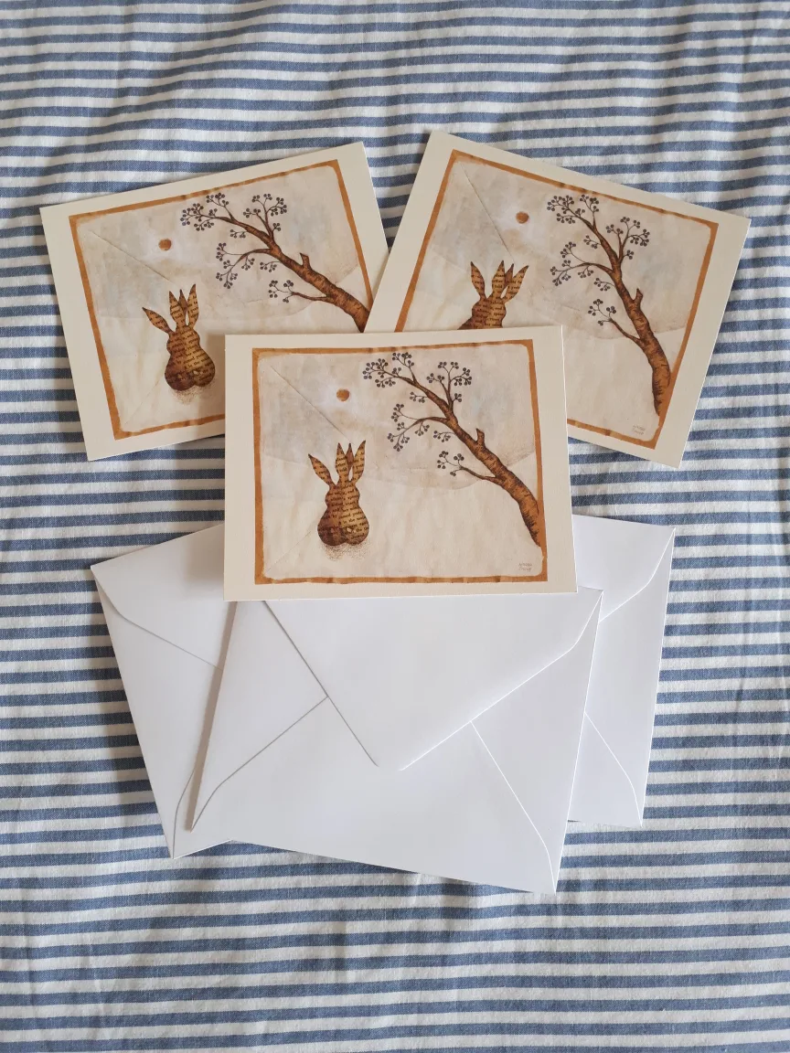 Bunny Rabbit 🐰 🐇 Greeting Cards, Japanese Artist (3 for $4) thumbnail