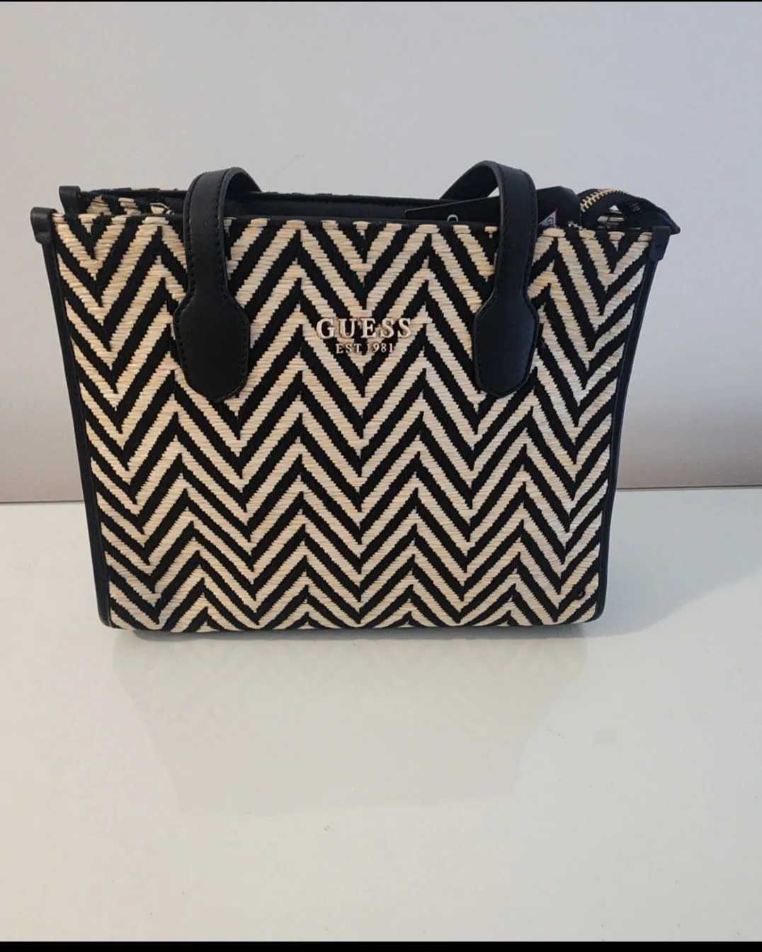 Guess Silvana 2 Compartment Tote - Black/White thumbnail