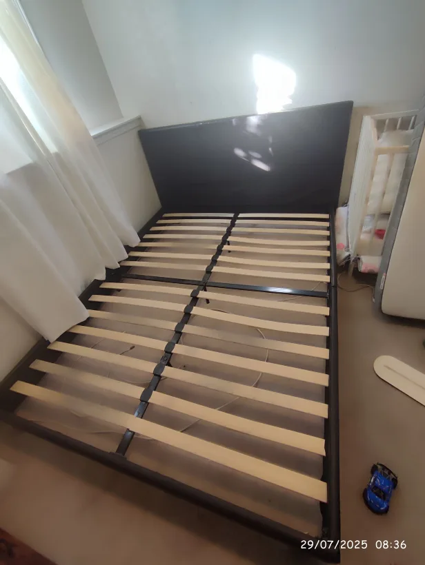 Queen size bed frame and mattress thumbnail