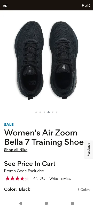 Nike Air Zoom Bella 7 Training Shoe - Women's, Black, Size 6.5 image indicator(2)