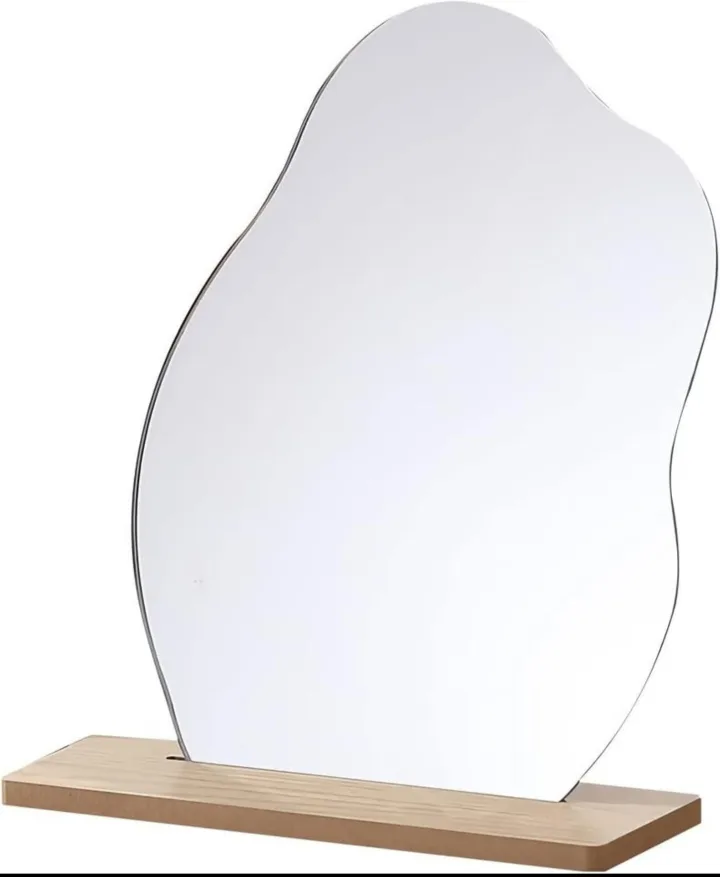 Makeup Mirror – Irregular Acrylic Vanity Mirror with Wooden Base thumbnail