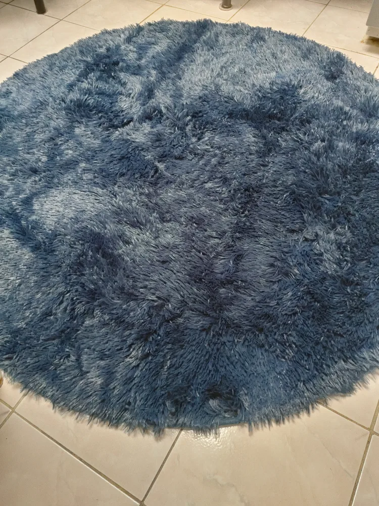 💚NEW NAVY 4 FEET DIAMETER SHAGGY MACHINE WASHABLE RUG thumbnail