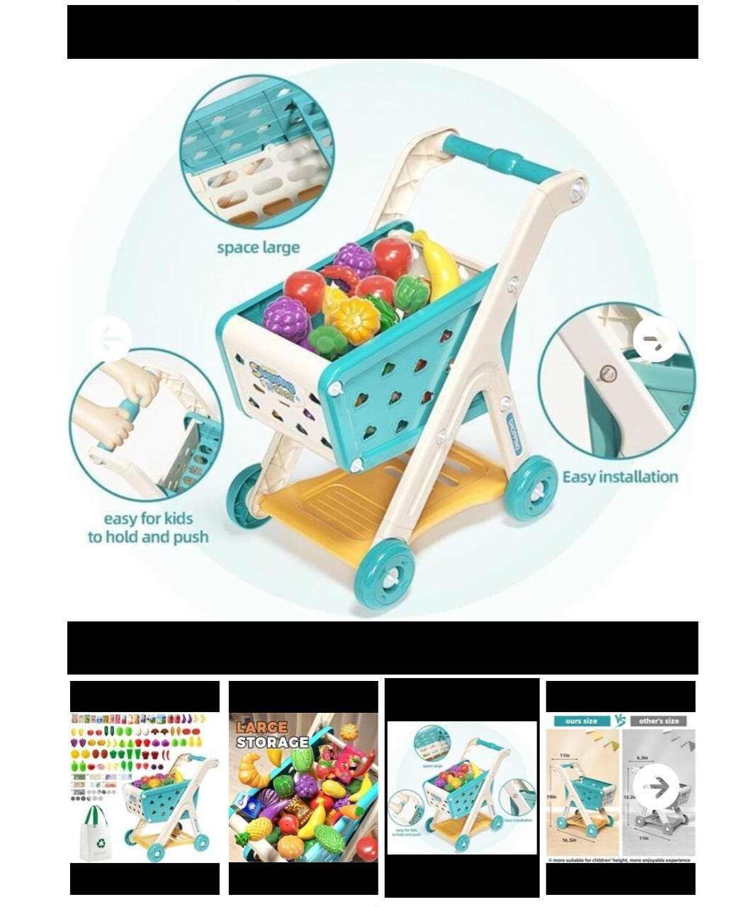 JOVOW 98PCS Kids Shopping Cart Play Set - photo 3